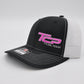 TCP Black Hat with Pink Embroidered Logo (White Mesh)