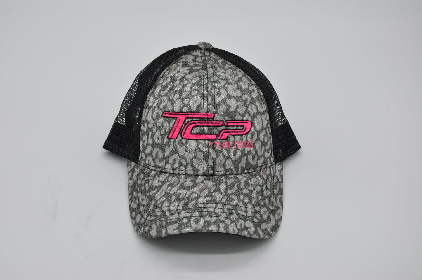 TCP Glitter Leopard Ponytail Hat/Cap (Black Mesh)