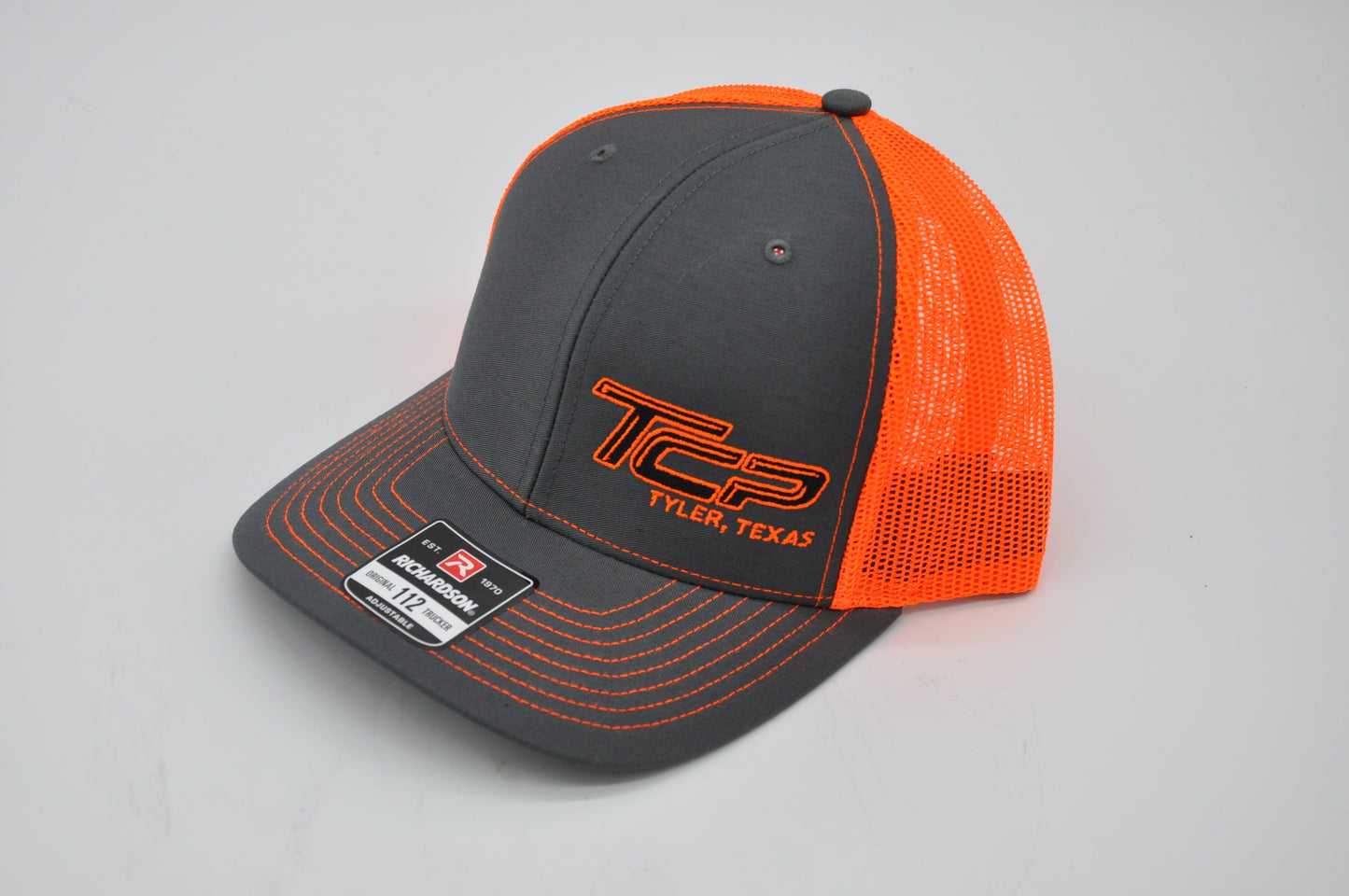 TCP Grey Hat/Cap (Neon Orange Mesh)