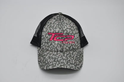 TCP Glitter Leopard Ponytail Hat/Cap (Black Mesh) TCP Pro Racing Apparel