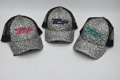 TCP Glitter Leopard Ponytail Hat/Cap (Black Mesh) TCP Pro Racing Apparel