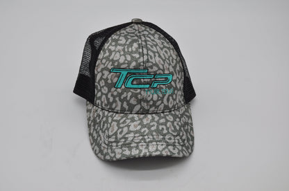TCP Glitter Leopard Ponytail Hat/Cap (Black Mesh) TCP Pro Racing Apparel